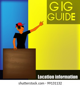 Background illustration for a music performance with a stylized DJ