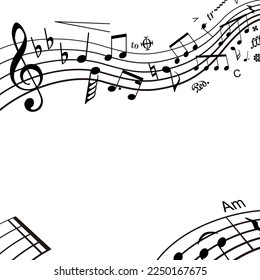 The background illustration of musical symbols