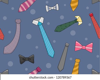 Background Illustration of Neckties and Bowties