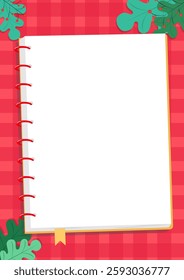 Background illustration. Note illustration on pretty red checkered table, vector illustration design.