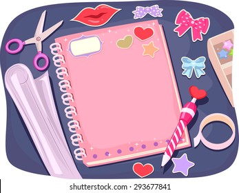 Background Illustration of a Notebook Being Personalized