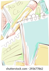 Background Illustration of a Notepad Scribbled with Letters and Numbers