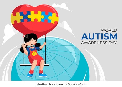 Background illustration on the theme of World Autism awareness day observed each year on April 2nd