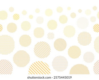 Background illustration of orange circles with dots and stripes changing from small to large