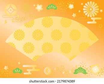 Background illustration of the orange Japanese pattern of New Year holidays.