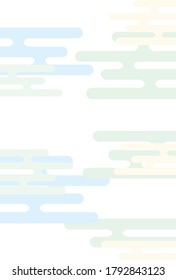 Background illustration with overlapping Japanese patterns of clouds.