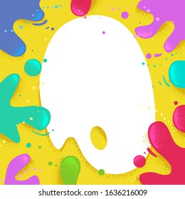 Background Illustration of a Palette Frame with Colorful Paint Splats Around