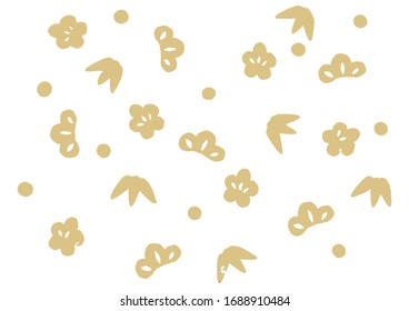 Hintergrundgrafik von Pinien-, Bambus- und Pflaumenstempeln. (Goldfarbige Version)