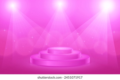 Background illustration of a pink stage illuminated by spotlights