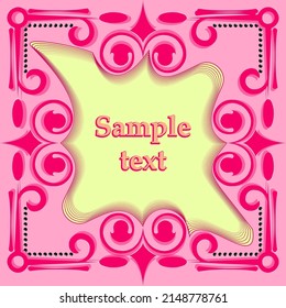  Background illustration in pink tones of a frame with a place for a welcome, congratulatory text.