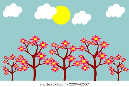 background illustration with pink yellow and blue color