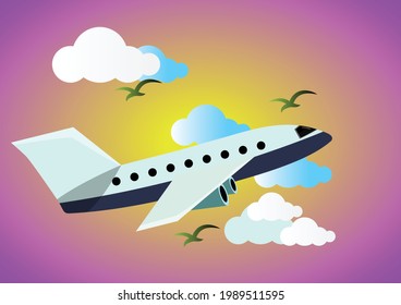 background illustration plane in sky 