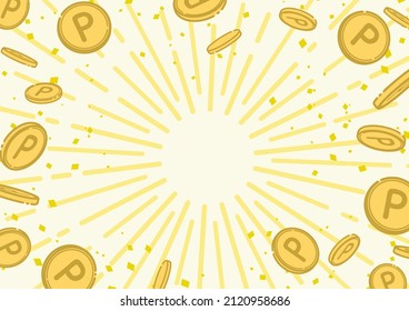 Background illustration of point coins flying off (white)