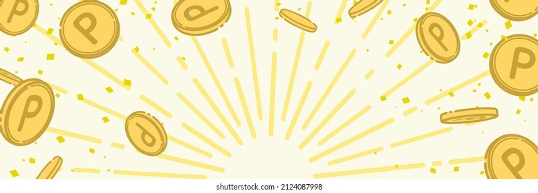 Background illustration of point coins flying off (white)