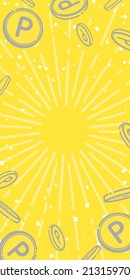 Background illustration of point coins flying off (yellow)