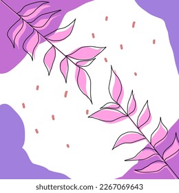 Background illustration with purple leaves and patterns