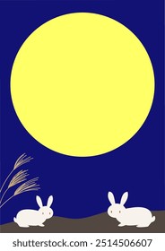 Background illustration of rabbit watching the moon