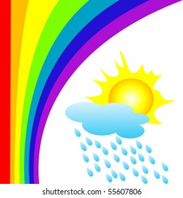 Background illustration with a rainbow