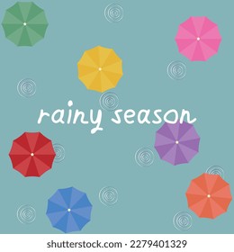 Background illustration of the rainy season with an umbrella