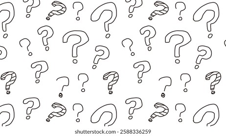 Background illustration with random hand drawn question.