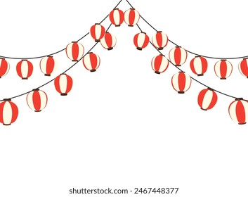 Background illustration of red and white festival lanterns
