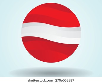 Ilustração em segundo plano do design da bandeira vermelha e branca no quadro circular