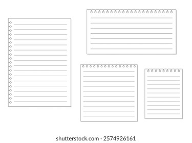 Background illustration of a ring notebook with ruled lines. Sizes are 3:4 vertical, 2:1 horizontal, square, and small vertical.