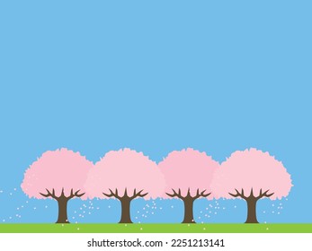 Ilustración de fondo de la hilera de cerezos