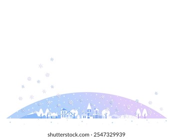 Background illustration of a row of houses with snow falling