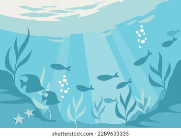 Ilustración de fondo en el mar donde brilla la luz