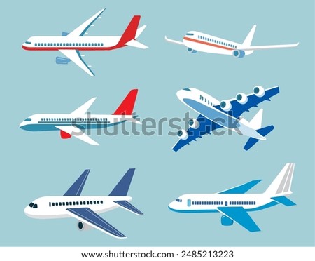 Background Illustration Set of Blue Sky with Airplane