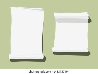 Background Illustration. Set of Realistic Blank Paper Scrolls With Shadow. Vector Template Design