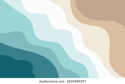 ilustração de fundo da forma da borda da praia passada por ondas pequenas e tem uma impressão calma. feito em estilo vetorial