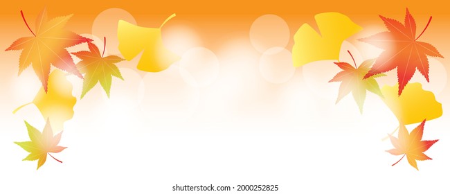 Background illustration of shining bright maple and ginkgo leaves