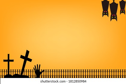 Background illustration of simple and cute bats and grave halloween