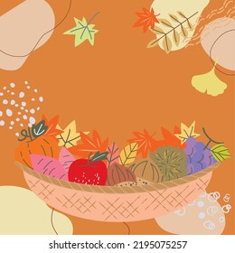 Background illustration of simple and fashionable autumn fruits and vegetables