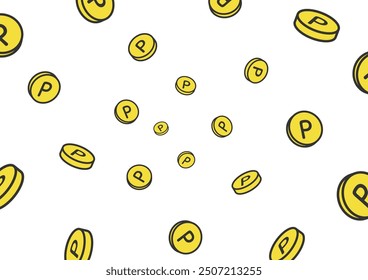 Eine Hintergrundgrafik einer einfachen Punktmünze, die von hinten nach vorne auftaucht. Vektorgrafik.
