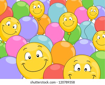 Background Illustration of Smiling Balloons