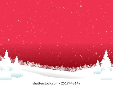 Background illustration of snow crystals and trees