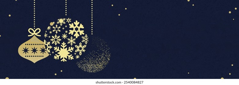 Background illustration of snowflake and Christmas ornament ( Vector Calm banner Merry Christmas Winter New Year Event Annual event 1:3 )