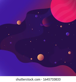 Background illustration of space with very distant planets and stars. good for use in the background, posters.