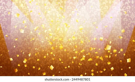 Background illustration of a spotlight with dancing golden confetti_Award Ceremony_16:9