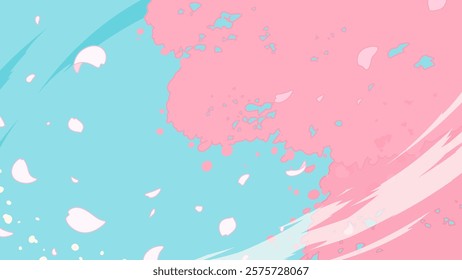 Background illustration of spring wind blowing and cherry blossom petals dancing_sky_16:9