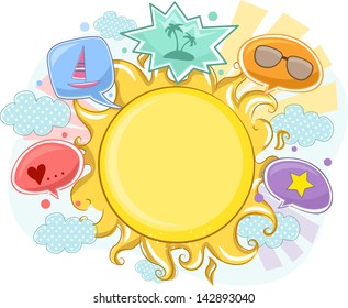 Ilustración de fondo del marco solar de verano