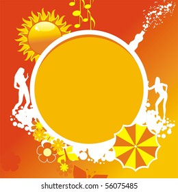 background illustration of summer with sun and umbrella