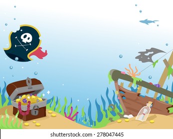 Background Illustration of a Sunken Pirate Ship