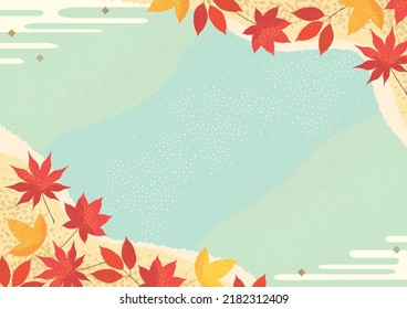 Background illustration that expresses autumn leaves in Japanese style 02