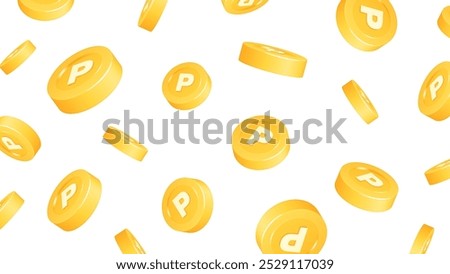 Background illustration of three-dimensional cute coins flying_16:9