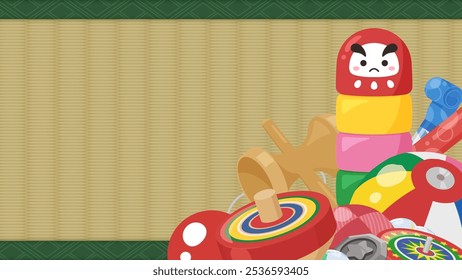 Background illustration of toys used in old games_16:9