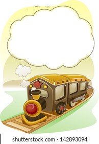 Background Illustration of Train with Smoke as Frame